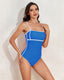 SLIM® Adjustable Strap Stylish Color Block One-Piece Swimsuit