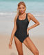 SLIM® Color Block Conservative Competitive Racing One-Piece Swimsuit