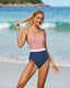 SLIM® Cross-Back Sexy Triangle Sporty Color Block One-Piece Swimsuit
