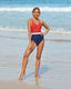 SLIM® Cross-Back Sexy Triangle Sporty Color Block One-Piece Swimsuit