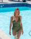 SLIM® Tie-Strap Drawstring Ruched Fabric One-Piece Swimsuit